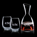 40 Oz. Rathburn Crystalline Carafe w/ 2 Stanford Wine Glasses